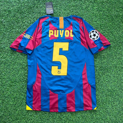 Carles Puyol #5 Barcelona 2006 Retro Football Jersey Soccer Shirt