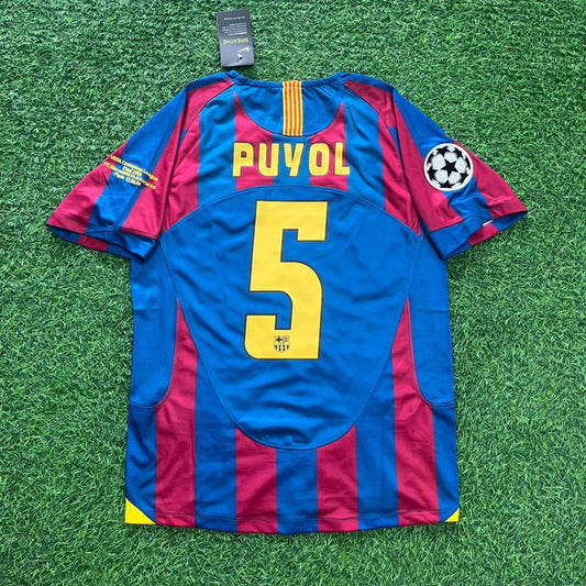 Carles Puyol #5 Barcelona 2006 Retro Football Jersey Soccer Shirt