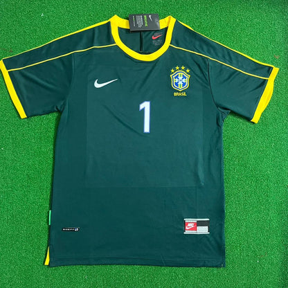 Claudio Taffarel Brazil 1998 Retro Goalkeeper Jersey Trikot Maillot Maglia Soccer Shirt