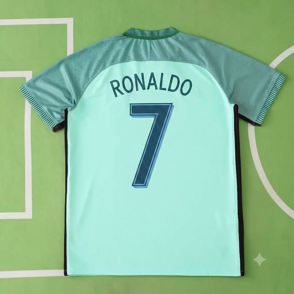 Cristiano Ronaldo Portugal EURO 2016 Green Retro Football Jersey