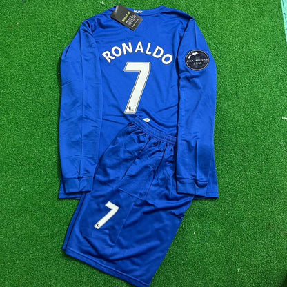 Cristiano Ronaldo Manchester United 2008/09 Blaues Kinder-Kit – Kit-Jersey für Kinder – | KinderTrikot | Maillot Enfant Soccer Shirt