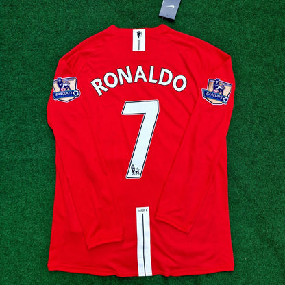 Cristiano Ronaldo Manchester United 2008 EPL Patch Retro Long Sleeve Jersey