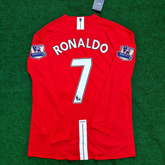 Cristiano Ronaldo Manchester United 2008 EPL Patch Retro Long Sleeve Jersey
