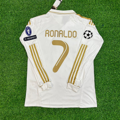 Cristiano Ronaldo Real Madrid 2011-2012 White Long Sleeve Jersey Soccer Shirt