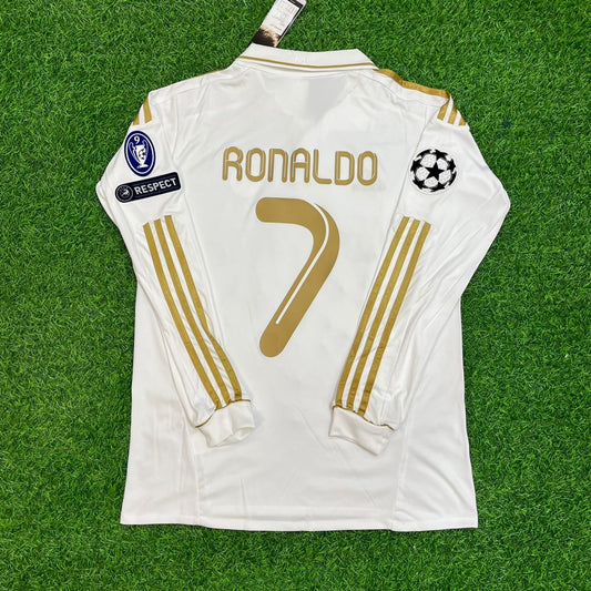 Cristiano Ronaldo Real Madrid 2011-2012 White Long Sleeve Jersey Soccer Shirt