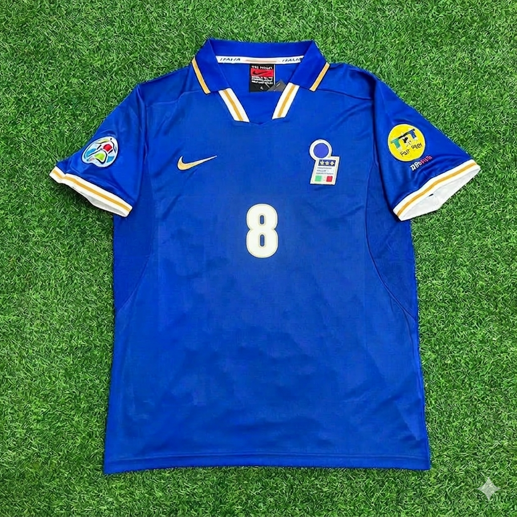Antonio Conte #8 Italy EURO 1996 Blue Retro Soccer Kit Jersey Trikot Maglia Shirt