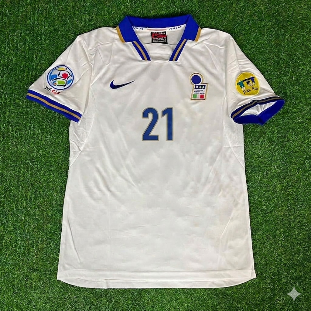 Gianfranco Zola # 21 Italy EURO 1996 White Retro Jersey