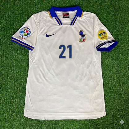Gianfranco Zola # 21 Italy EURO 1996 White Retro Jersey