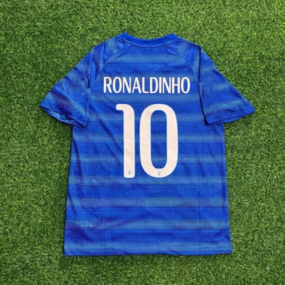 Ronaldinho #10 Brazil  Retro Blue Jersey Trikot