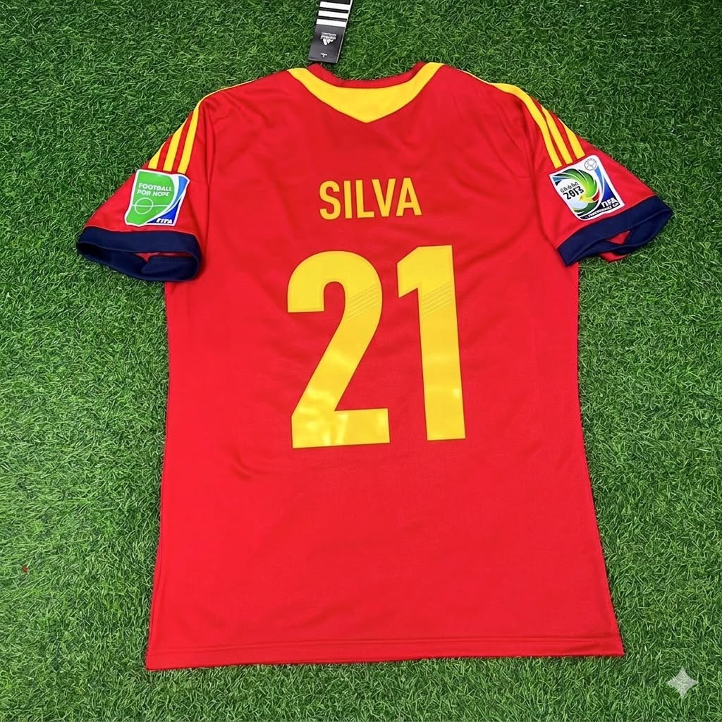 David Silva Spain 2013 Confederations Cup Retro Jersey Trikot