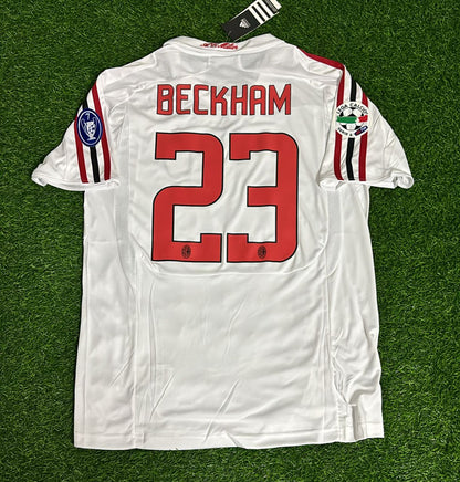 David Beckham 2009 AC Milan White Retro Jersey Maillot Trikot Maglia Soccer Shirt