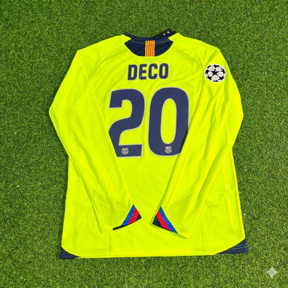 Deco Barcelona 2005-2006 Yellow Green Retro Long Sleeve Football Jersey