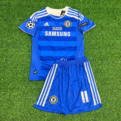 Didier Drogba 11 Chelsea Champhions League 2012 Munich Final Retro Kids Kit Jersey Soccer Shirt