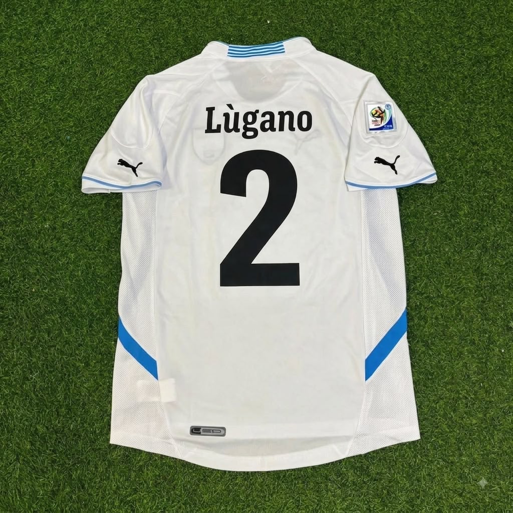 Diego Lugano Uruguay 2010 World Cup White Retro Football Jersey
