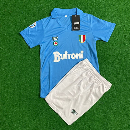 Diego Maradona Napoli Home Kids Kit – Kit Jersey for Children – | KinderTrikot | Maillot Enfant Soccer Shirt