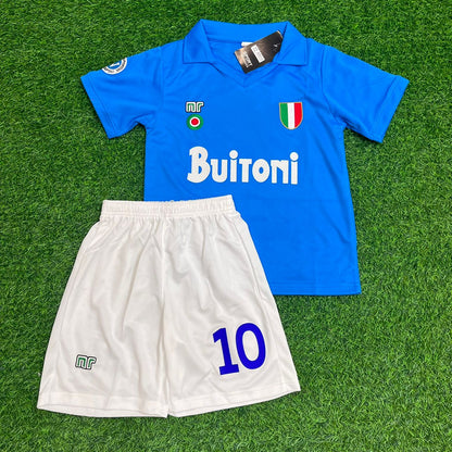 Diego Maradona Napoli Home Kids Kit – Kit Jersey for Children – | KinderTrikot | Maillot Enfant Soccer Shirt