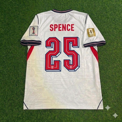 Djed Spence #25 England 2026 World Cup Home White Football Jersey