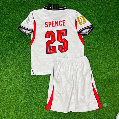 Djed Spence #25 England WM 2026 Kinder Trikot Heim Weiß