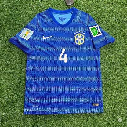 David Luiz 4- 2014 World Cup Retro Blue Jersey Trikot