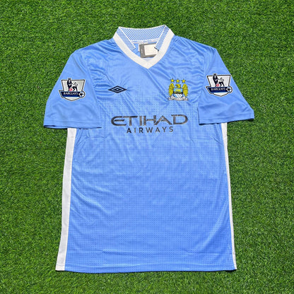 Edin Dzeko 10 Manchester City 2011/12 Heimtrikot, blaues Retro-Trikot, Trikot-Trikot, Fußballtrikot