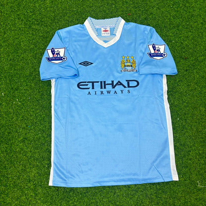 Edin Dzeko 10 Manchester City 2011/12 Heimtrikot, blaues Retro-Trikot, Trikot-Trikot, Fußballtrikot