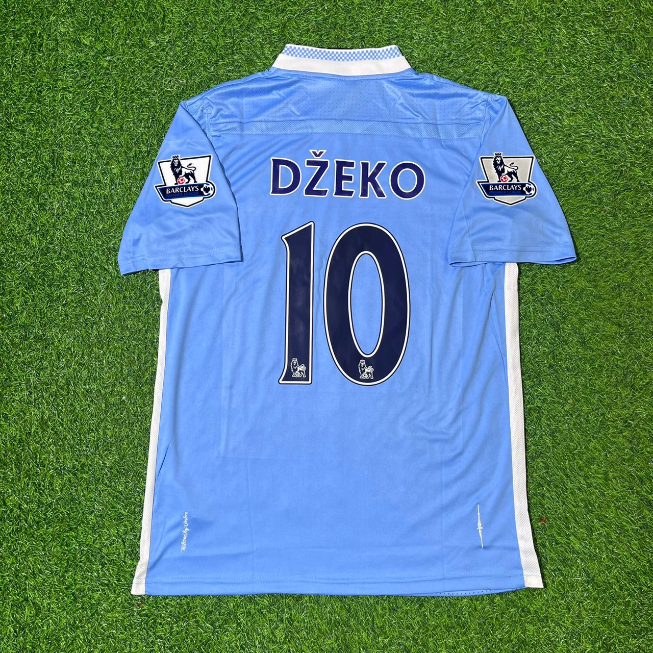 Edin Dzeko 10 Manchester City 2011/12 Heimtrikot, blaues Retro-Trikot, Trikot-Trikot, Fußballtrikot