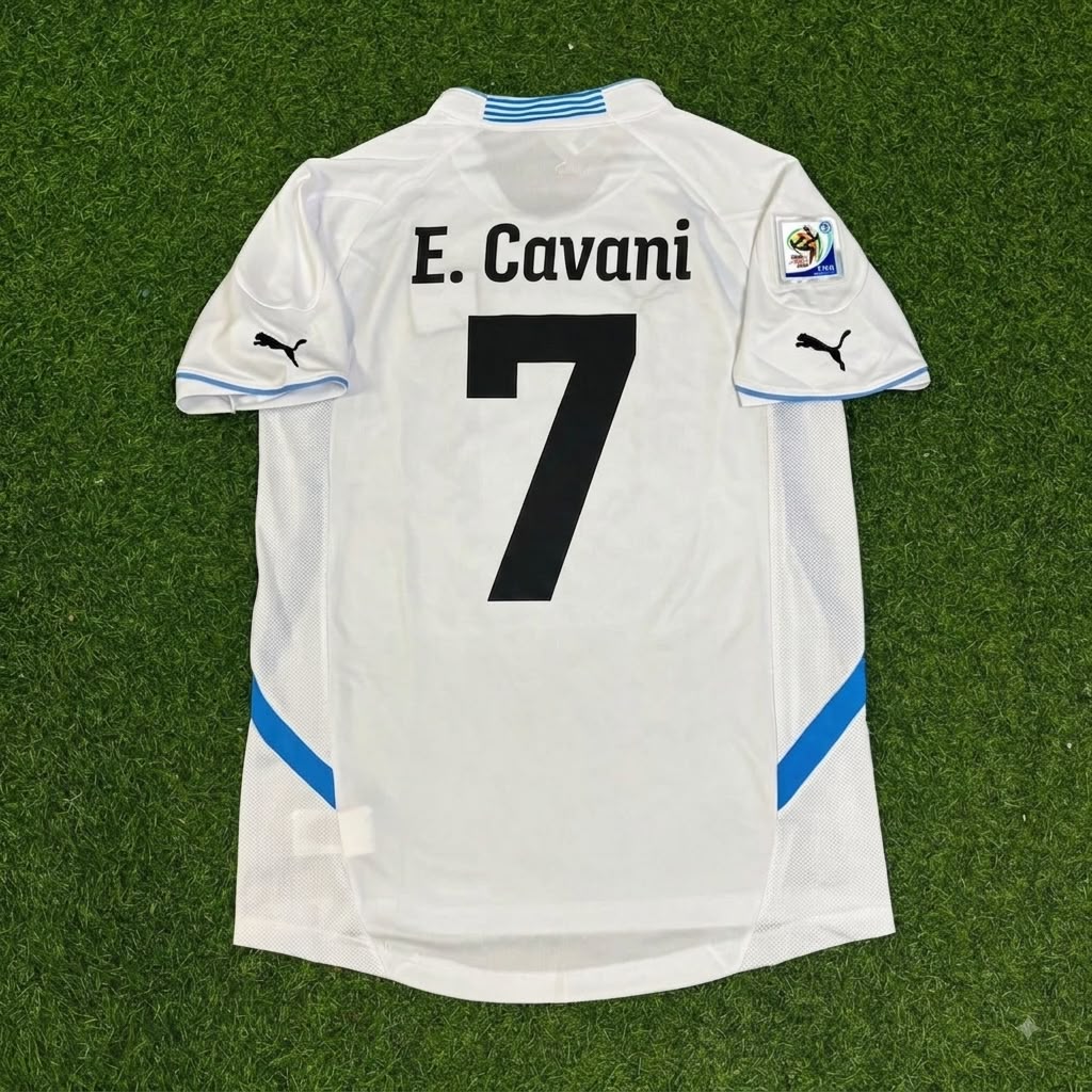 Edinson Cavani Uruguay 2010 World Cup White Retro Football Jersey