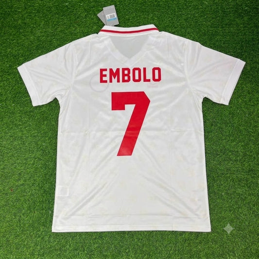 Breel Embolo Switzerland White Retro Football Jersey