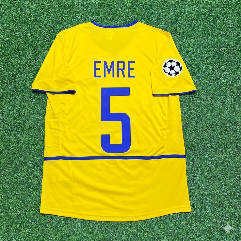 Emre Belözoğlu Inter Milan 2002-2003 Yellow Retro Football Jersey