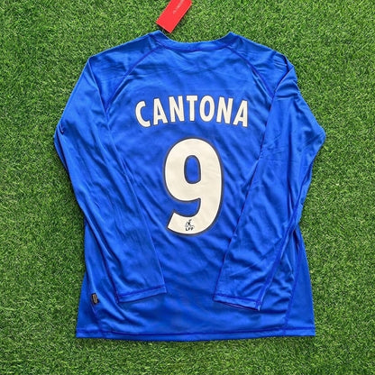 Eric Cantona Auxerre Blue Long Sleeve Retro Jersey Maillot