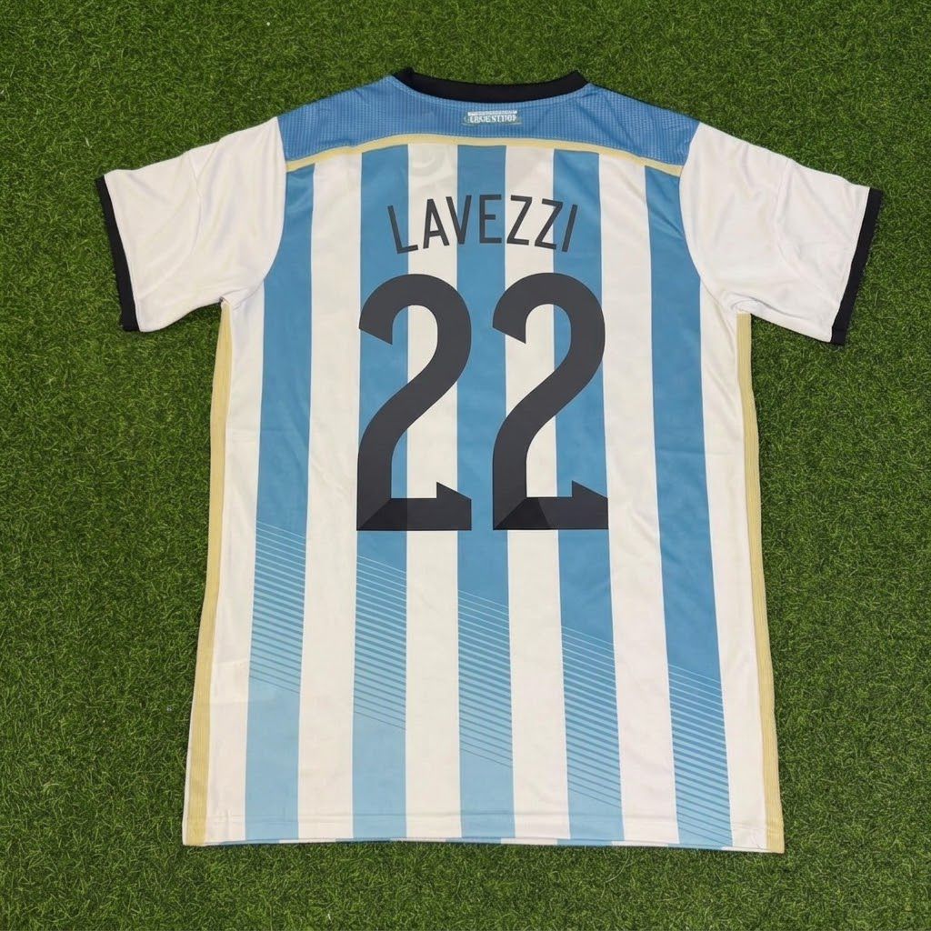 Ezequiel Lavezzi Argentina 2014 World Cup Home Retro Jersey Trikot Soccer Shirt