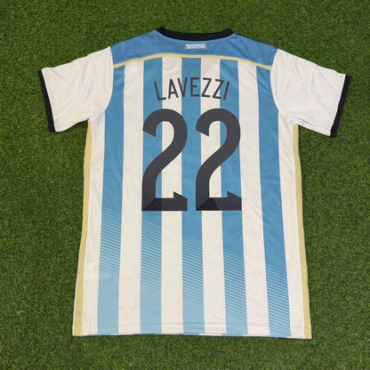 Ezequiel Lavezzi Argentina 2014 World Cup Home Retro Jersey Trikot Soccer Shirt
