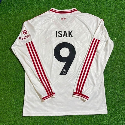 Alexander Isak #9 Liverpool 2027 New Season Long Sleeve Away White Football Jersey Kit