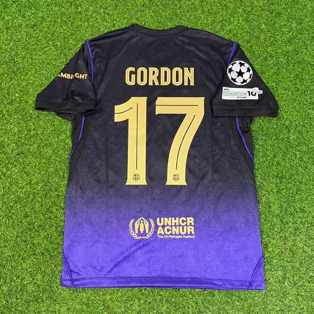 Anthony Gordon #17 Barcelona 2027 Champions League Patch New Season Away Jersey Trikot Maillot Soccer Shirt