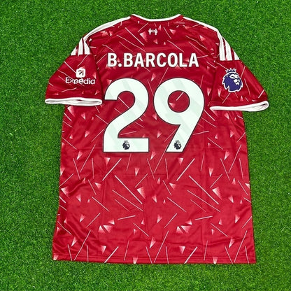 Bradley Barcola #29 Liverpool New Season 2027 Red  Home Football Jersey Kit