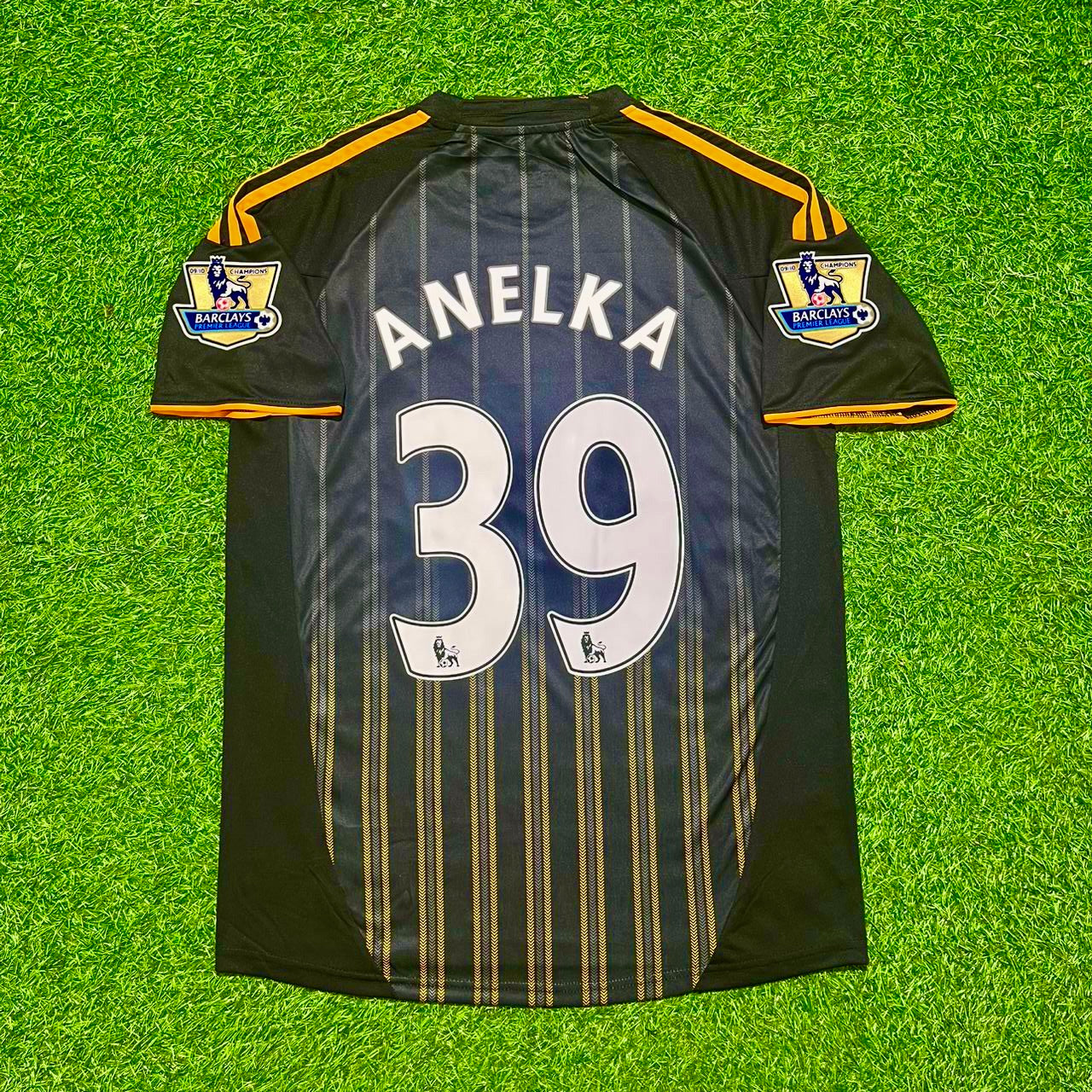 Nicolas Anelka #39 Chelsea 2010 2011 Away Retro Black Orange Football Jersey