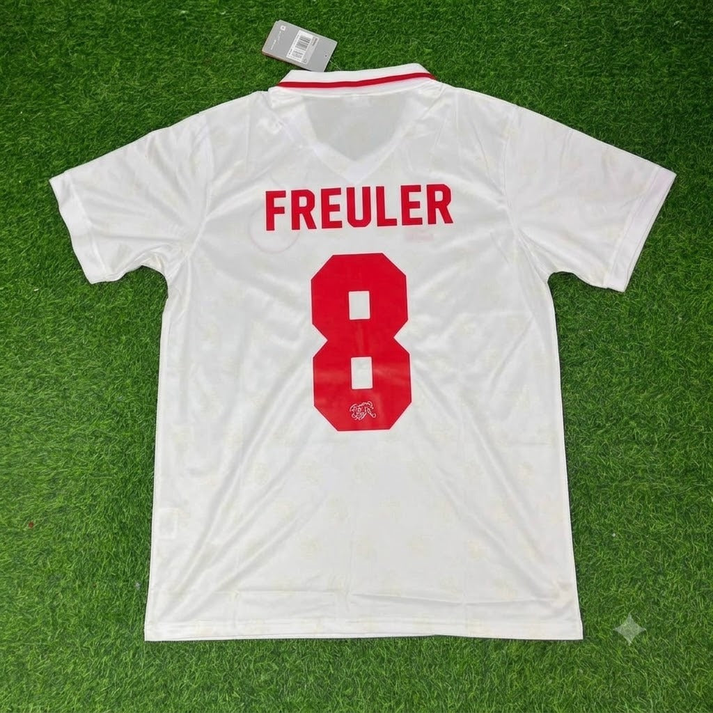 Remo Freuler Switzerland 1994 World Cup White Retro Football Jersey