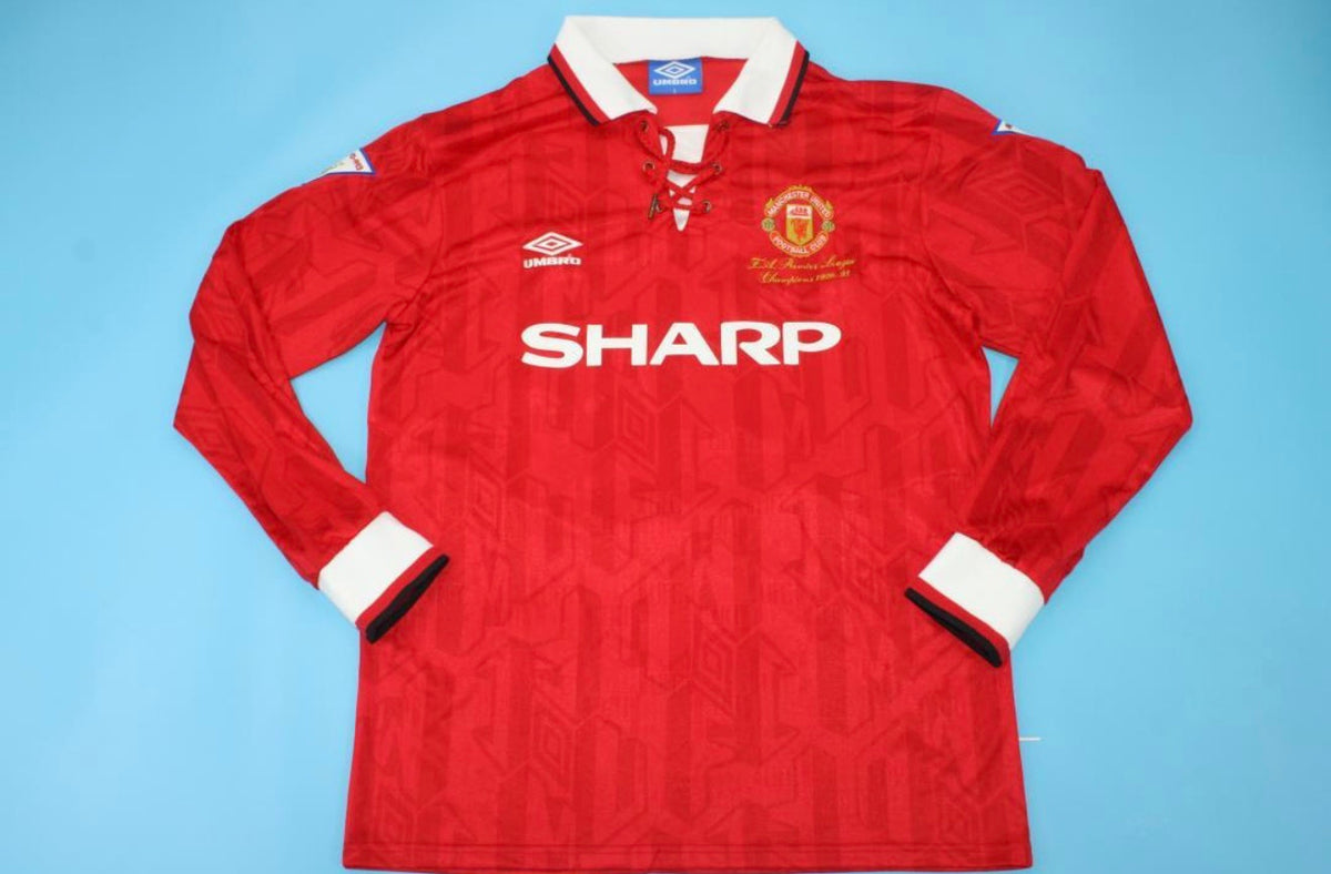 David Beckham Manchester United 1992-1993 Retro along Sleeve Football Jersey Kit