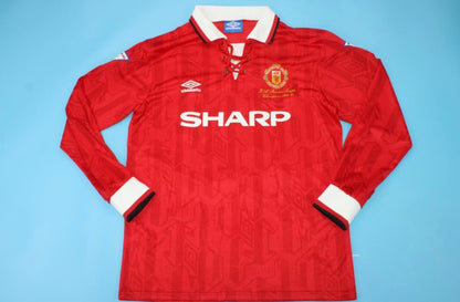 David Beckham Manchester United 1992-1993 Retro along Sleeve Football Jersey Kit