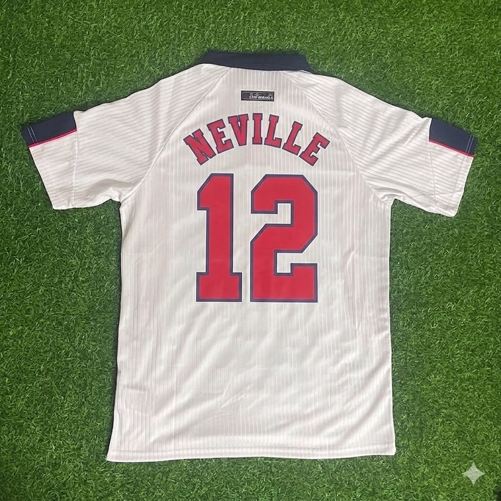 Gary Neville England 1998 World Cup Retro Jersey