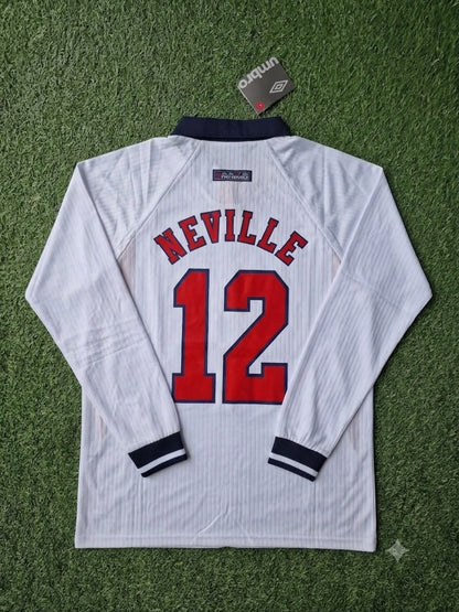 Gary Neville England 1998 World Cup Long Sleeves Retro Jersey