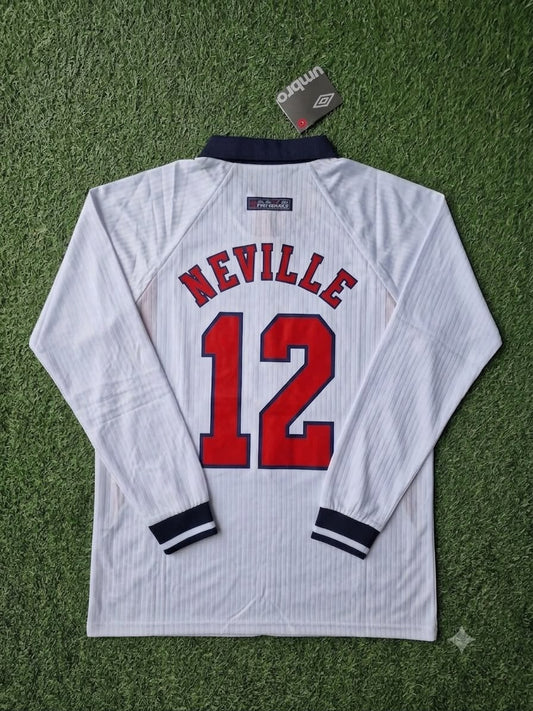 Gary Neville England 1998 World Cup Long Sleeves Retro Jersey