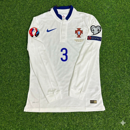 Pepe Portugal EURO 2016 White Long Sleeve Retro Football Jersey