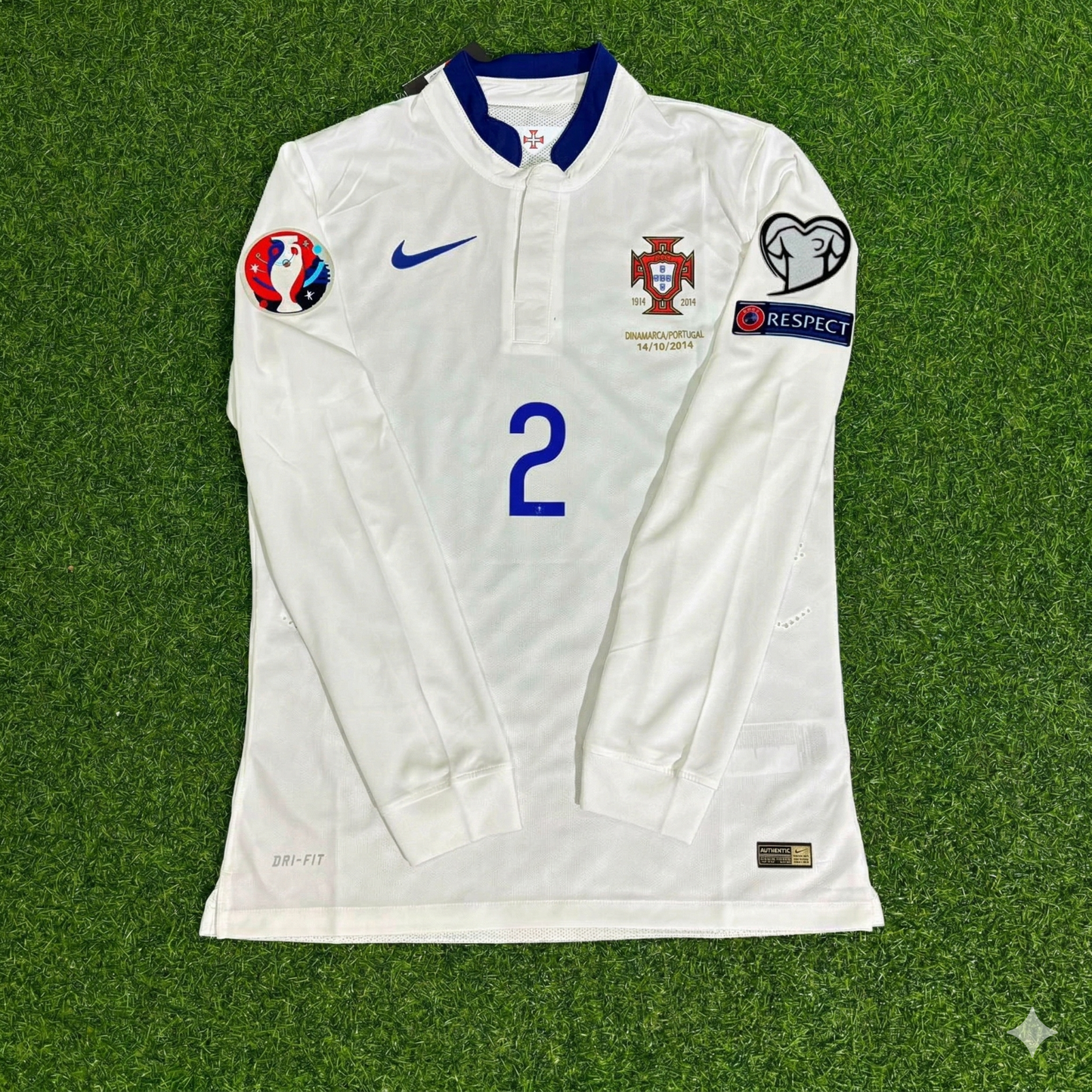 Bruno Alves Portugal EURO 2016 White Long Sleeve Retro Football Jersey