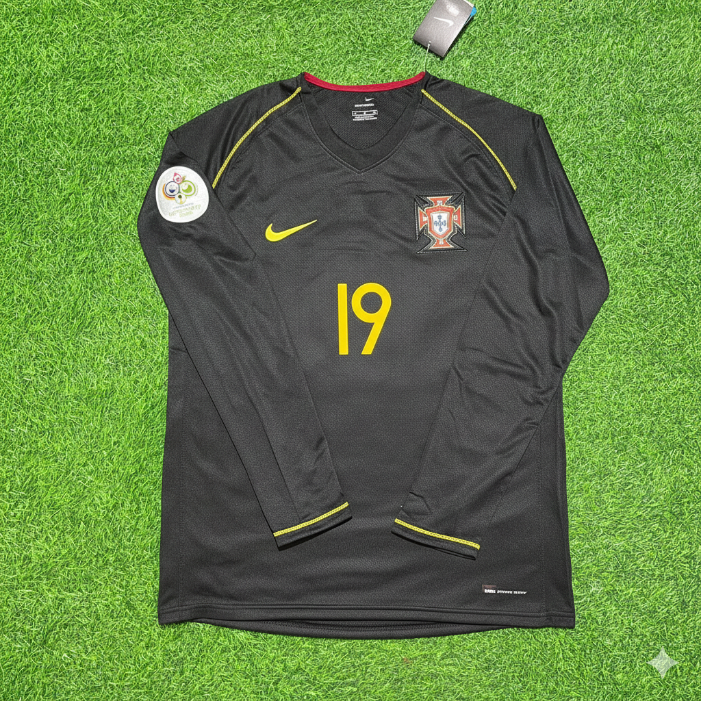 Tiago Mendes Portugal 2006 World Cup Long Sleeve Black Retro Football Jersey