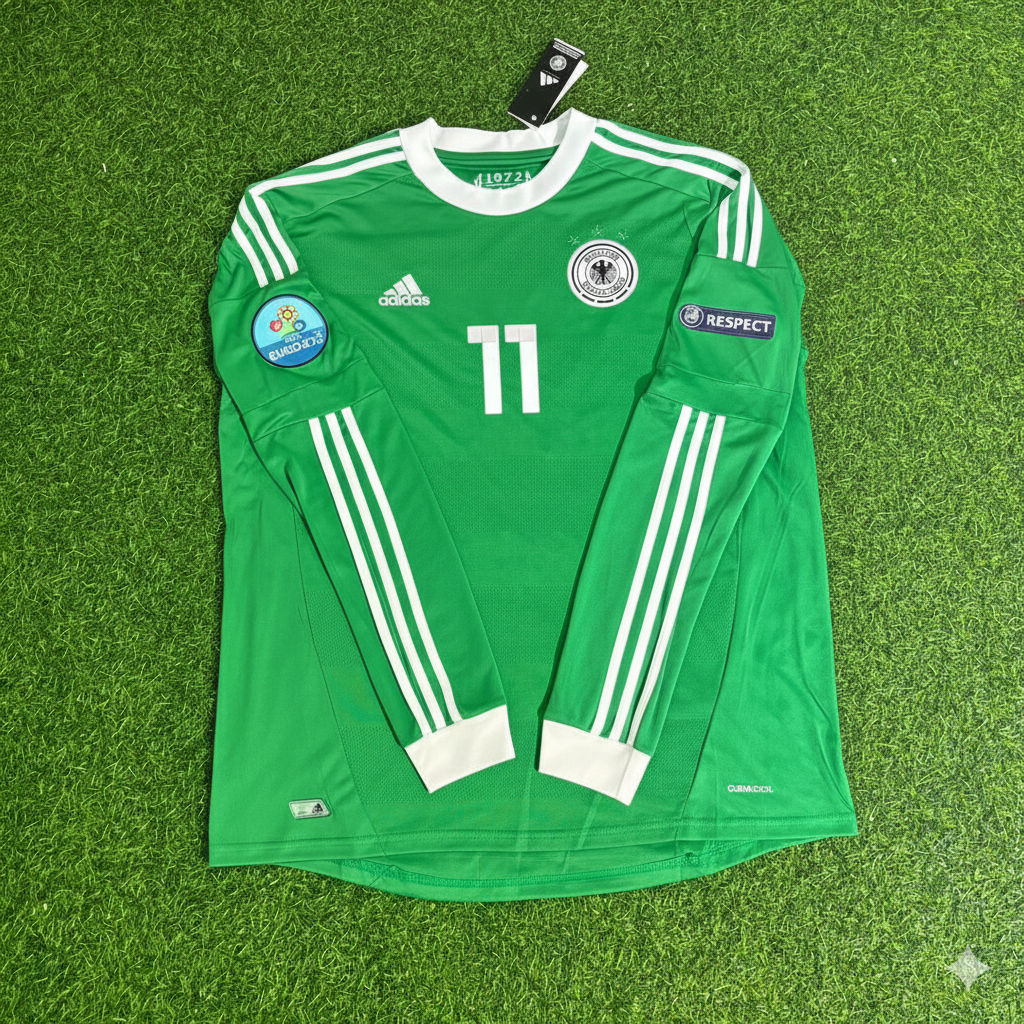 Miroslav Klose Germany EURO 2012 Long Sleeve Green Retro Football Jersey