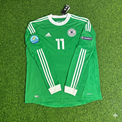 Miroslav Klose Germany EURO 2012 Long Sleeve Green Retro Football Jersey