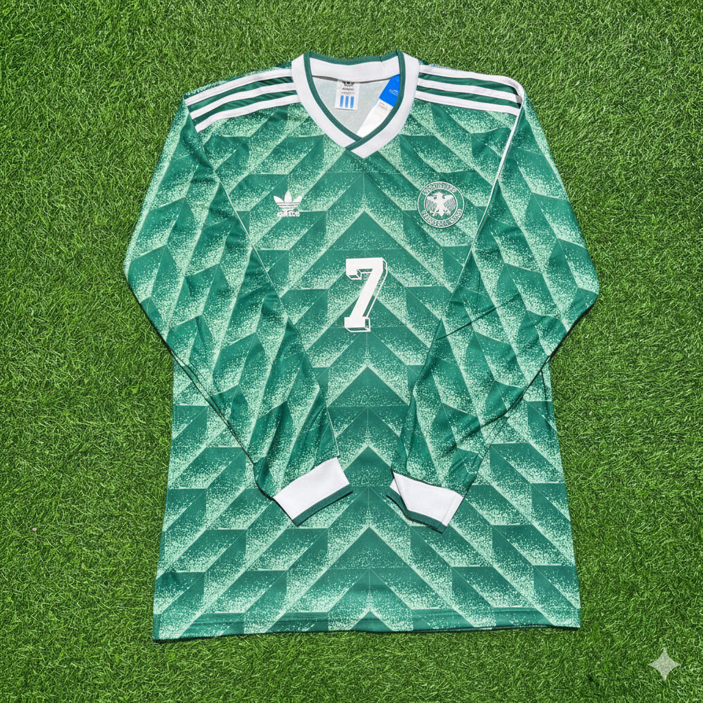 Pierre Littbarski Deutschland WM 1990 Grünes Langarm-Fußballtrikot