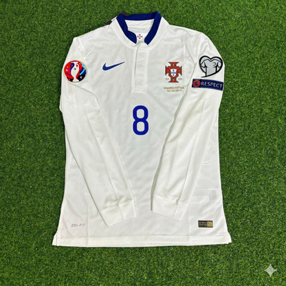 Maillot de football rétro à manches longues blanc João Moutinho Portugal EURO 2016