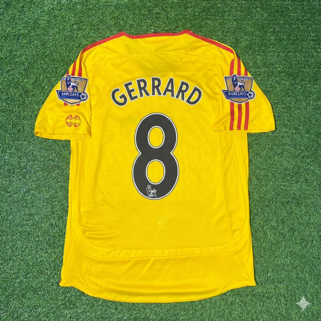 Steven Gerrard Liverpool 2006/2007 Yellow Retro Football Jersey Kit
